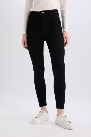 High Waist Ankle Length Skinny Leg Basic Jeans