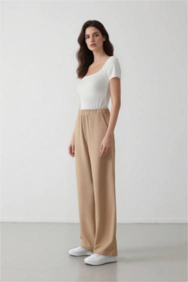 Palazzo Linen Blend Trousers