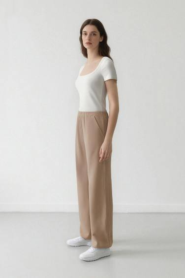 Palazzo Linen Blend Trousers