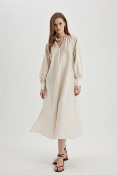 Long Sleeve Slit Beach Dress