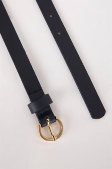 حزام حريمي جلد صناعي بمشبك بيضاوي - 3 قطع