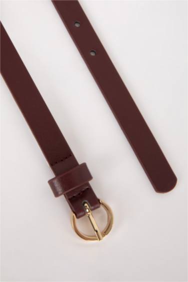 حزام حريمي جلد صناعي بمشبك بيضاوي - 3 قطع