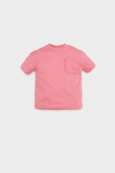 Baby Girl Crew Neck Basic Short Sleeve T-Shirt