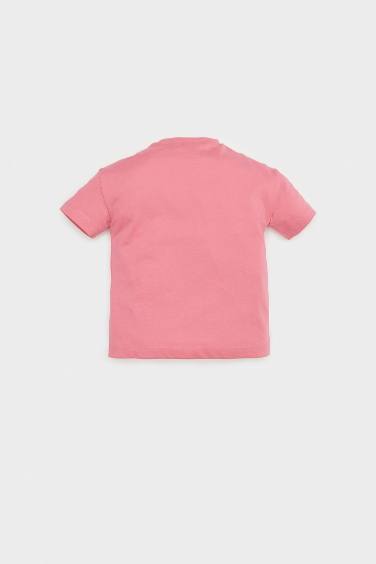Baby Girl Crew Neck Basic Short Sleeve T-Shirt