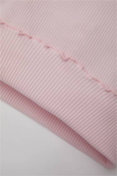 Baby Girl Crew Neck Floral Ribbed Camisole T-Shirt