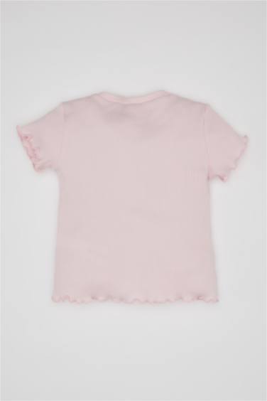 Baby Girl Crew Neck Floral Ribbed Camisole T-Shirt