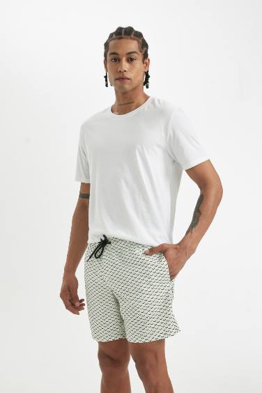 Regular Fit Mesh Lined Short Patterned Swim Shorts