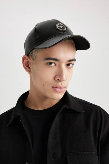 Man Faux Leather Hat