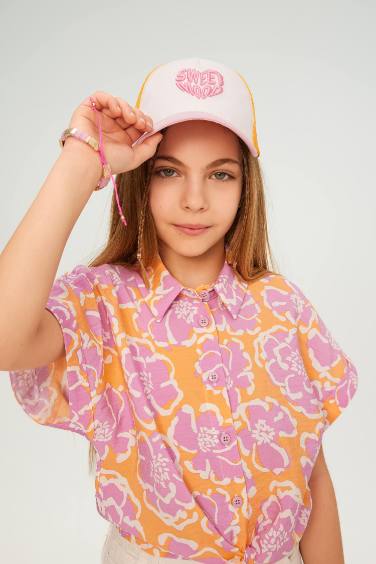 Girl Gabardine Embroidered Hat