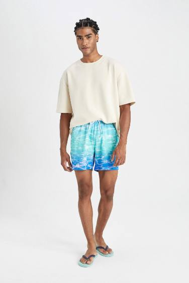 Patterned Short Swim Shorts