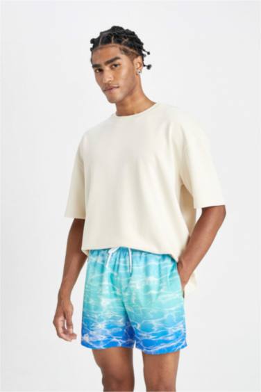 Patterned Short Swim Shorts