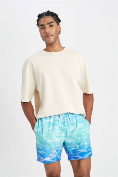 Patterned Short Swim Shorts