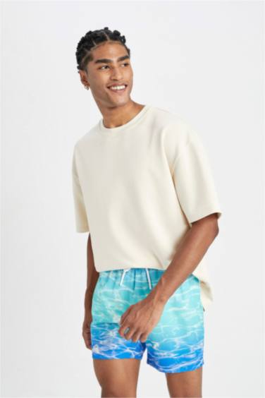 Patterned Short Swim Shorts