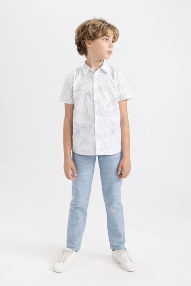 Boy Regular Fit Standard Leg Linen Look Trousers