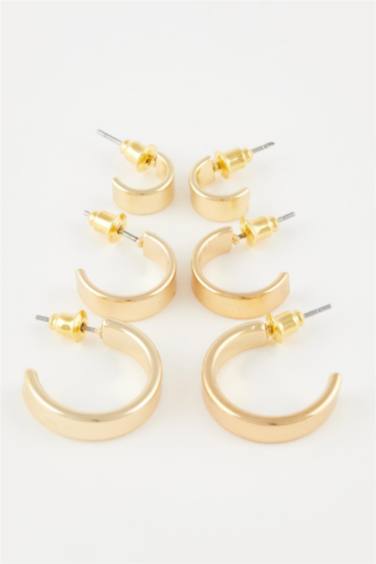 Kadın 3'lü Gold Halka Küpe