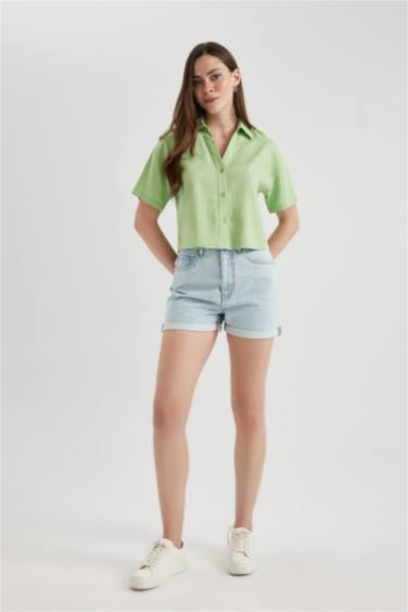 Джинсовые шорты Mom Fit с высокой талией