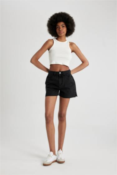 Джинсовые шорты Mom Fit с высокой талией