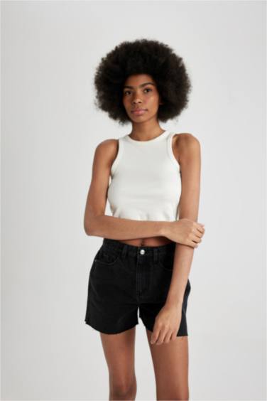 Джинсовые шорты Mom Fit с высокой талией