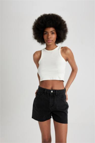 Джинсовые шорты Mom Fit с высокой талией