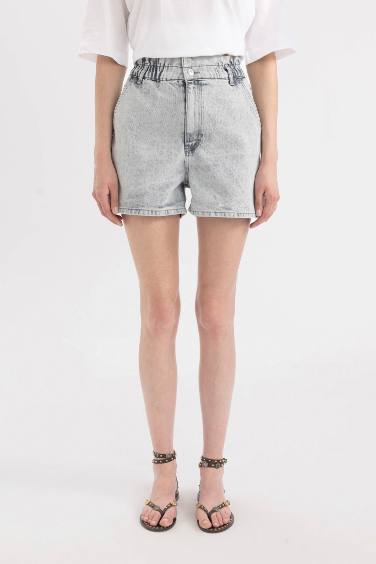 Paperbag Fit Jean High waist Folded Leg Shorts