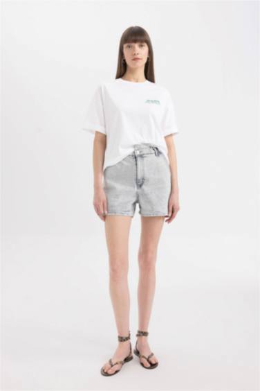 شورت بيبرباج بخصر عالي برجل مطوية