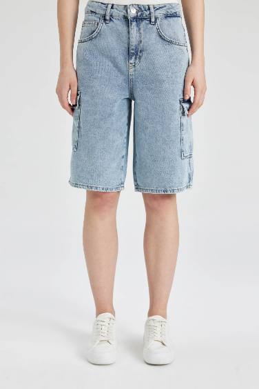 High Waist Jean Bermuda