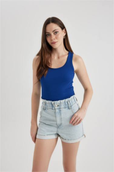 Джинсовые шорты Paperbag с высокой талией