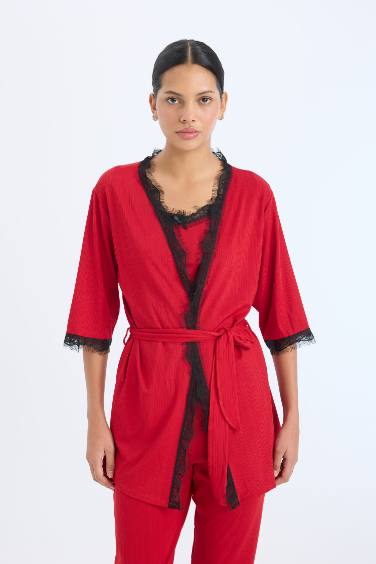 Fall in Love Half Sleeve Belted Dressing Gown
