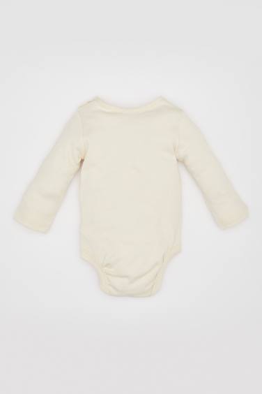 Baby Girl Newborn Crew Neck Rainbow Printed Heavy Fabric Snap Body