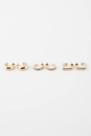 Woman 3 Piece Gold Earrings