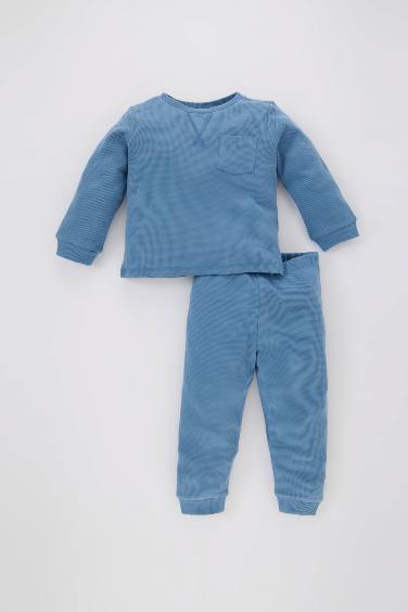 Baby Boy Long Sleeve Waffle 2 Piece Pajama Set