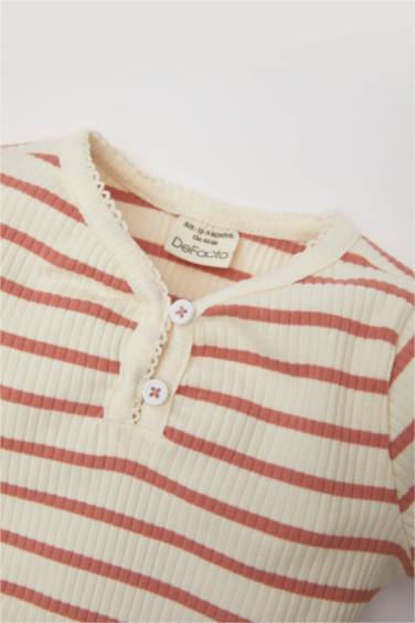 Baby Girl Striped Ribbed 2 Piece Pajama Set