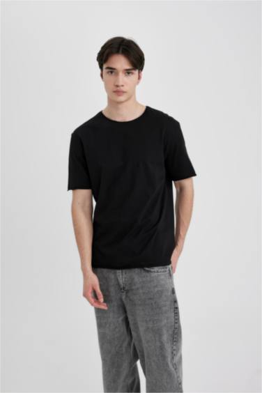 Regular Fit Crew Neck Dirty Short Sleeve T-Shirt