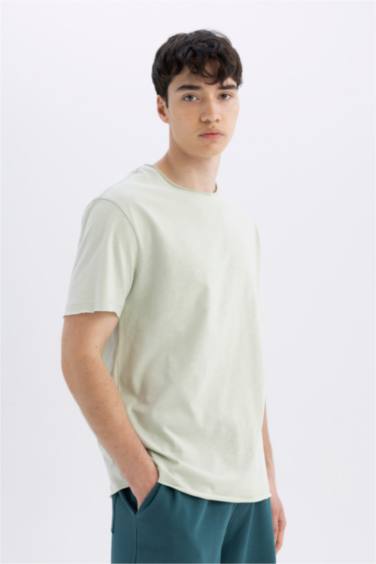 Regular Fit Crew Neck Dirty Short Sleeve T-Shirt