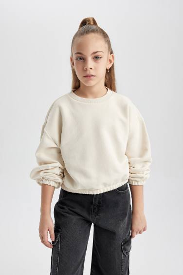 Girl Crew Neck Basic Sweatshirt