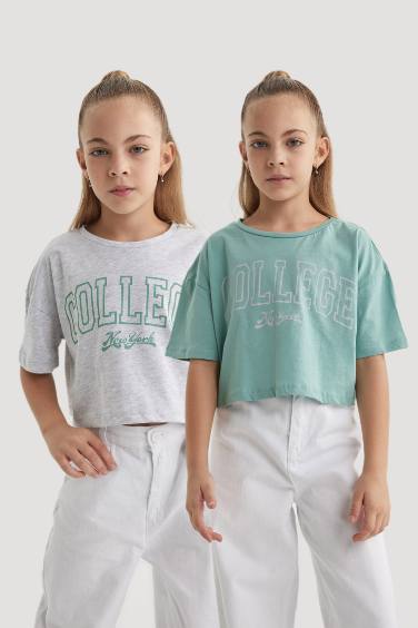 Girl 2 Piece Short Sleeve Crop T-Shirt