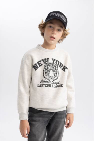 Bisiklet Yaka Baskılı Sweatshirt Erkek Çocuk