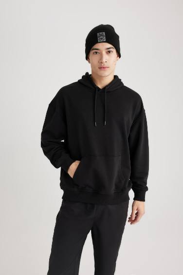 سويت شيرت اوفر سايز بغطاء للرأس بجيب