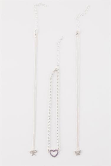 Lot de 3 Colliers argentés pour femme