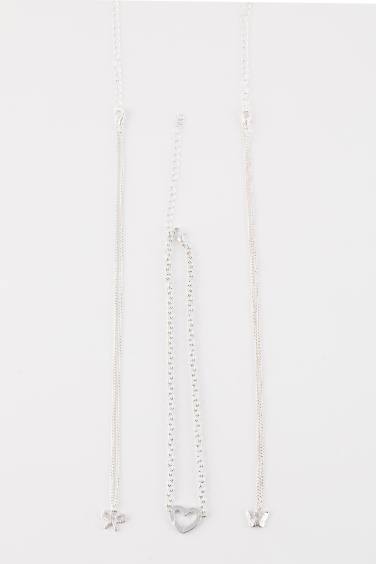 Lot de 3 Colliers argentés pour femme