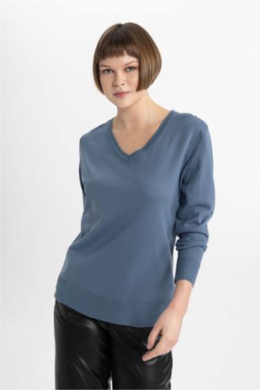 Regular Fit V Yaka Triko Kazak