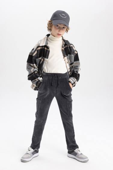 Boy Cargo Fit Corduroy Trousers