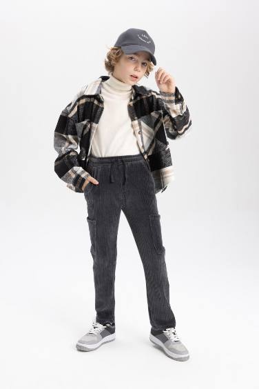 Boy Cargo Fit Corduroy Trousers