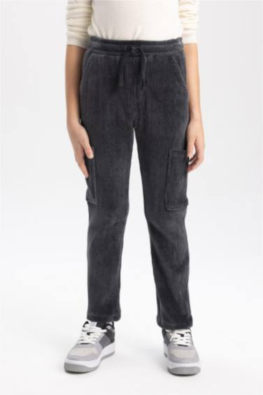 Boy Cargo Fit Corduroy Trousers