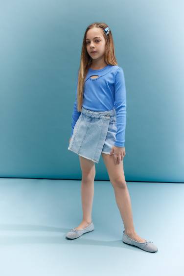 Girl Slim Fit Crew Neck Ribbed Camisole T-Shirt