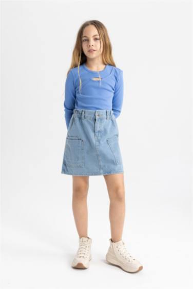 Girl Slim Fit Crew Neck Ribbed Camisole T-Shirt