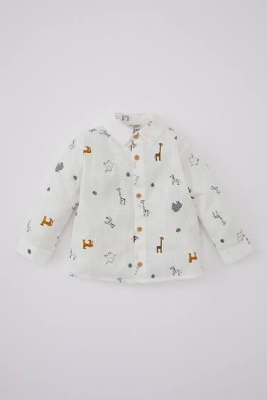 Chemise Mousseline Manches Longues à Motifs Pour Bébé Garçon