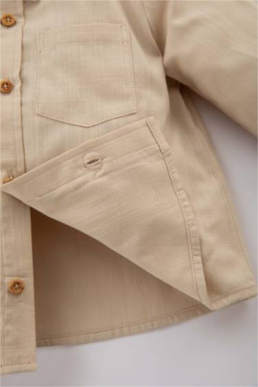 Baby Boy Poplin Basic Long Sleeve Shirt