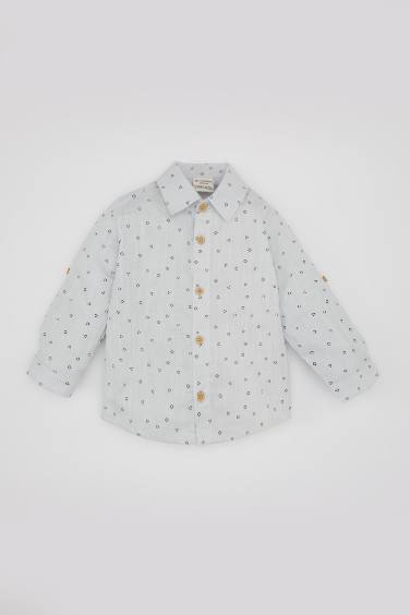 Baby Boy Voile Long Sleeve Patterned Shirt