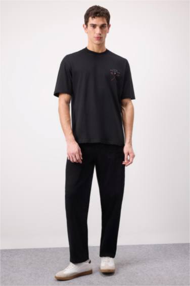 T-shirt en coton imprimé Vikings Valhalla à col rond et coupe boxy